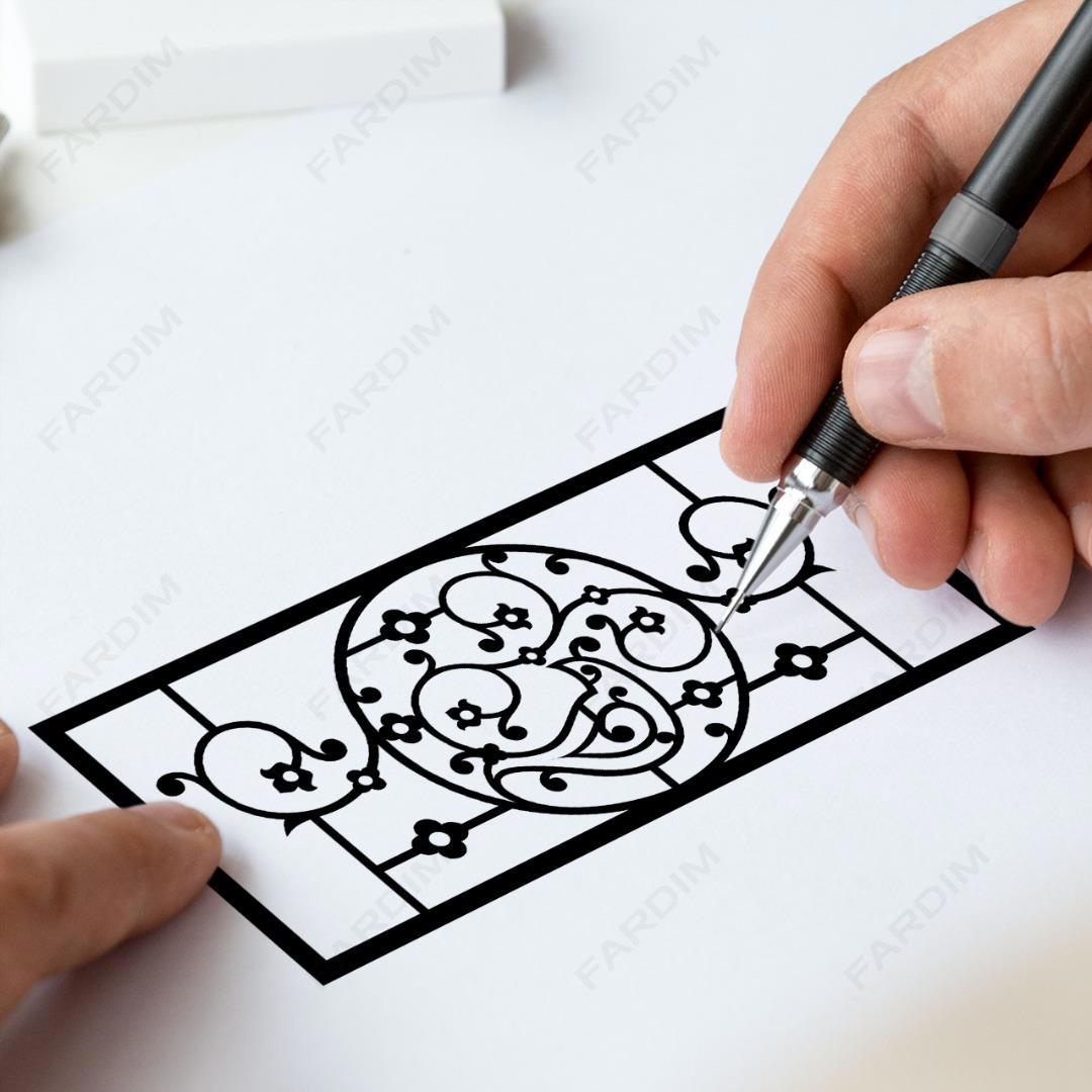 وکتور طرح نگاره قاب گل و مرغ کد A132452